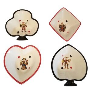 King of Hearts Tabletops Gallery Playing Cards Ceramic Snack Plates Set of 4